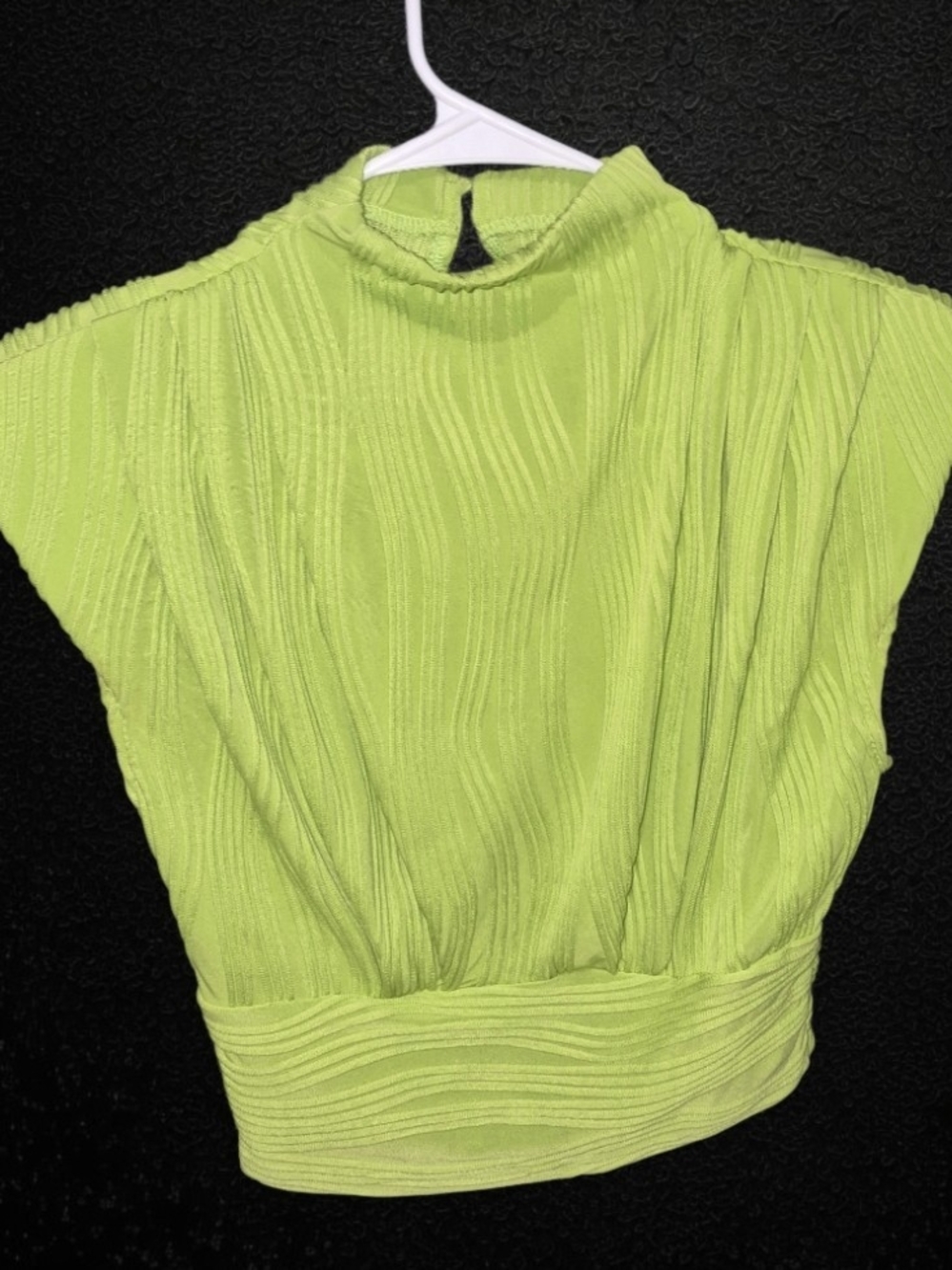 SHEIN Neon Lime Pleated Mock Neck Crop Top